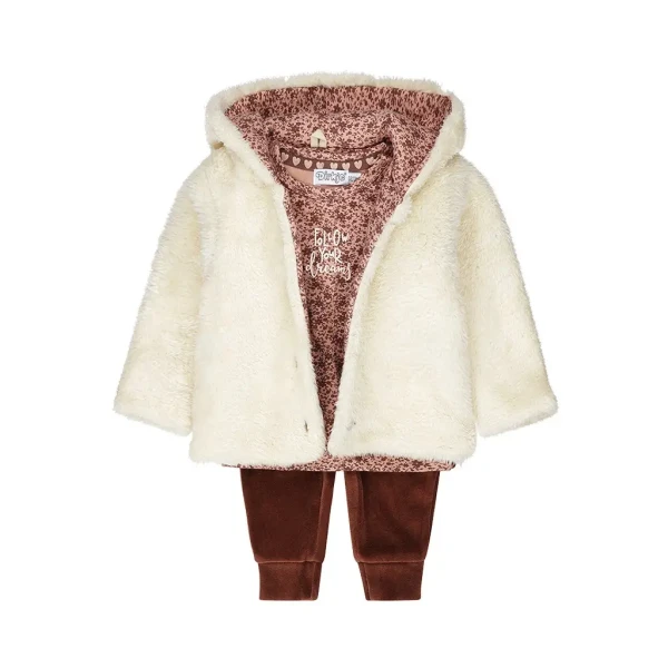 DIRKJE Set 3 dílný mikina + kalhoty + tričko dívka šedobílá/ hnědá veľ.86