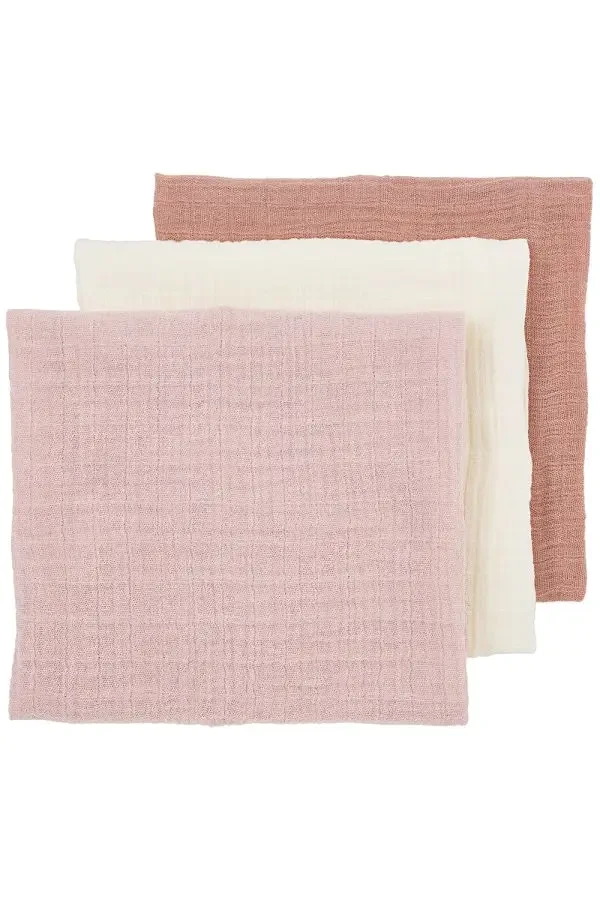 Meyco Mušelínové plienky 3-balenie - Soft rose/rose/natural