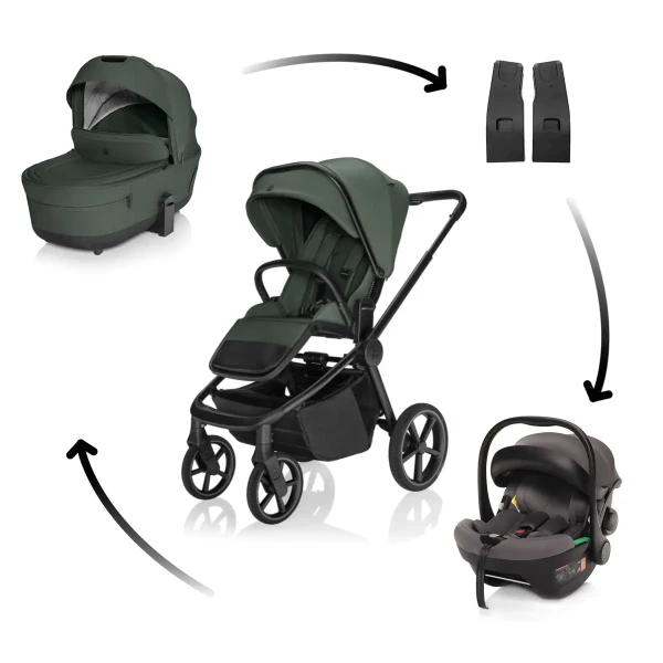 Zopa Kočík Move Cross 5X + autosedačka XM Plus i-Size, Oak Green