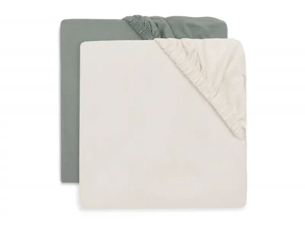 Jollein Prostěradlo napínací 120x60 cm 2 ks Sea Green/Ivory