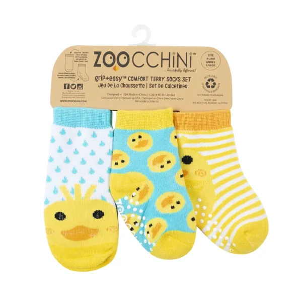 Zoocchini Set 3ks protišmykové ponožky Kačka