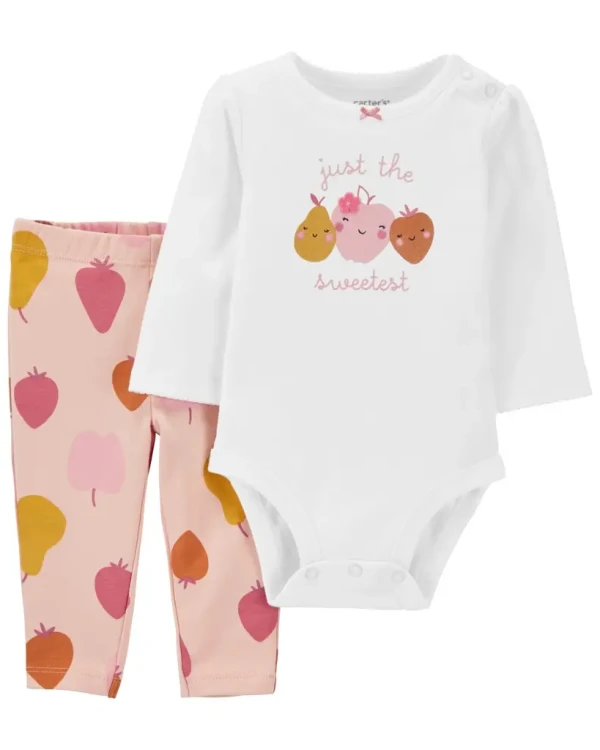 CARTER'S Set 2dielny legíny, body dl. rukáv Pink Fruits dievča NB/ veľ. 56