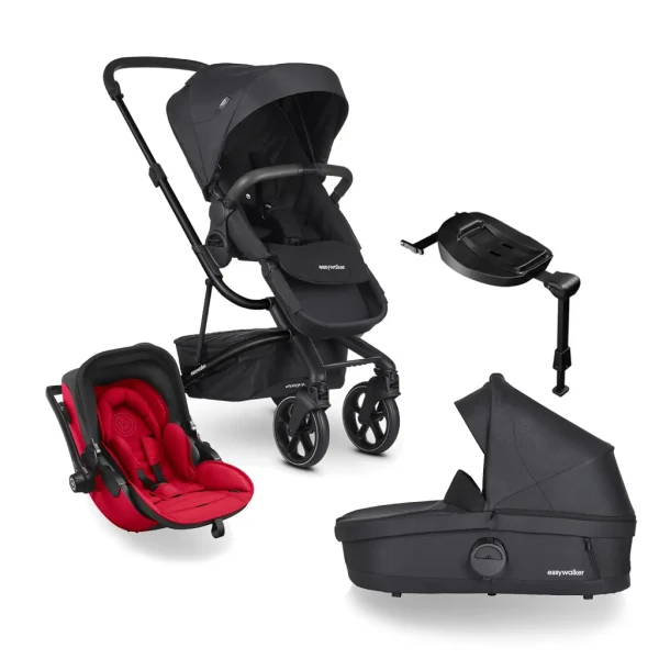 EASYWALKER Kočík kombinovaný Harvey3 Premium 4v1 Jet Black All Black/Chilli Red