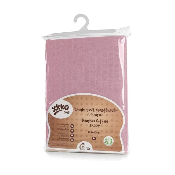 XKKO BMB Bambusové posteľné prestieradlo 120x60 - Baby Pink