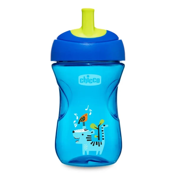 CHICCO Hrnček Pokročilý so slamkovým náustkom 266 ml, modrý 12m+