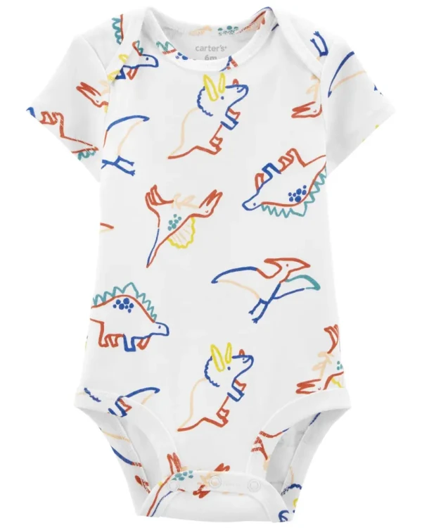 CARTER'S Body krátky rukáv Ivory Dino chlapec 3m