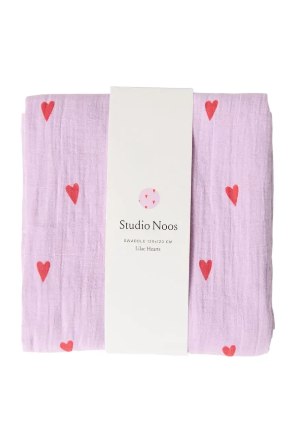 STUDIO NOOS - SWADDLE ZAVINOVAČKA Print Large Purple Hearts