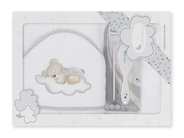 INTERBABY  Osuška MACKO SPINKÁ + kefa - BIELA