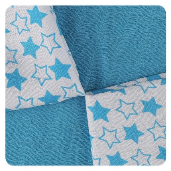 XKKO BMB Bambusové obrúsky 30x30 - Little Stars Cyan MIX