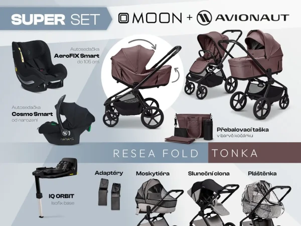 MOON Kombinovaný kočík ReSea FOLD SUPER ORBIT set - TONKA