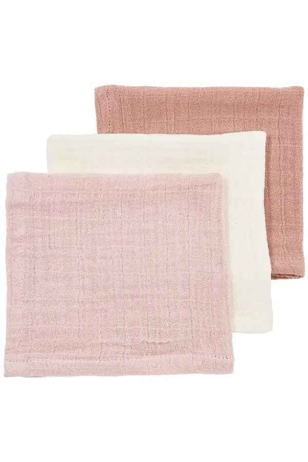 Meyco Mušelínové plienky-žinka 3-balenie - Soft rose/rose/natural