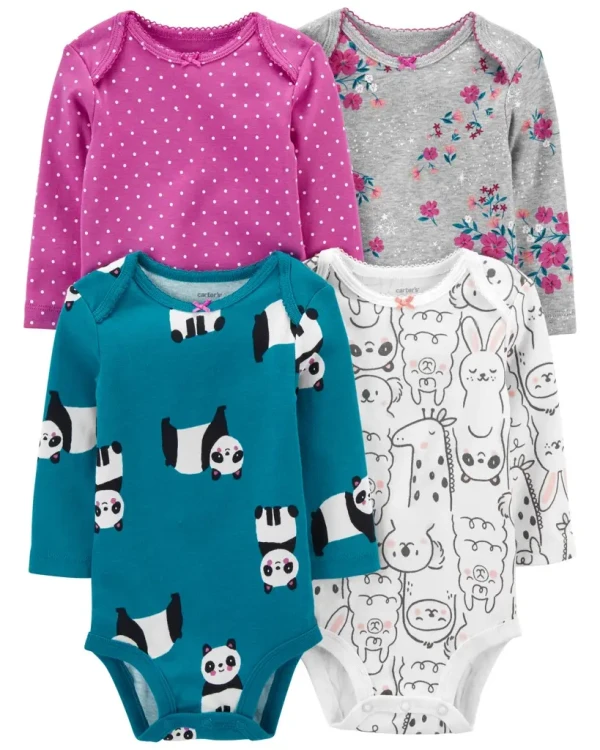 CARTER'S Body dlhý rukáv Turquoise Panda dievča 4ks NB/ veľ. 56