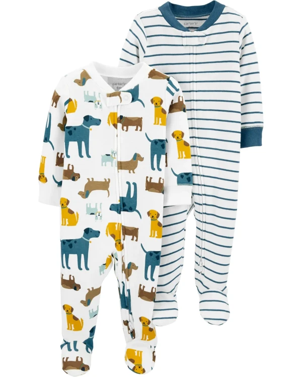 CARTER'S Overal na zips Sleep&Plays Dogs and Stripes chlapec LBB 2ks PRE, veľ. 46