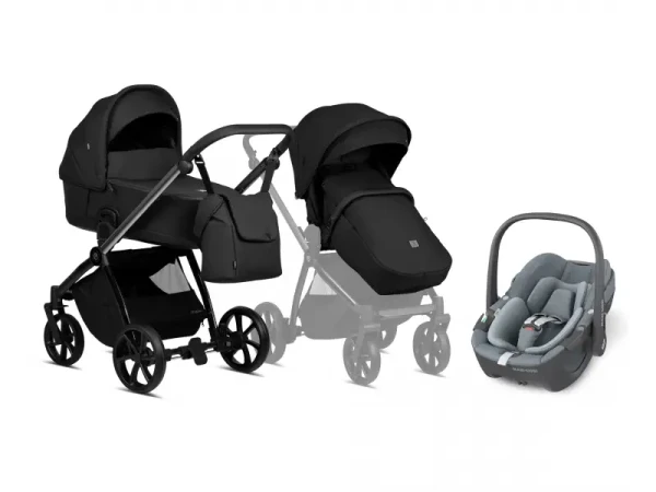 Tutis Kočík Mio Plus 2v1 Black Edition Obsidian + Maxi-Cosi Pebble 360 autosedačka Essential Grey