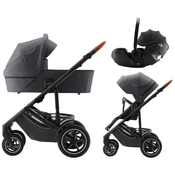 BRITAX Set Kočík Smile 5Z + hlboká vanička + autosedačka Baby-Safe PRO, Midnight Grey