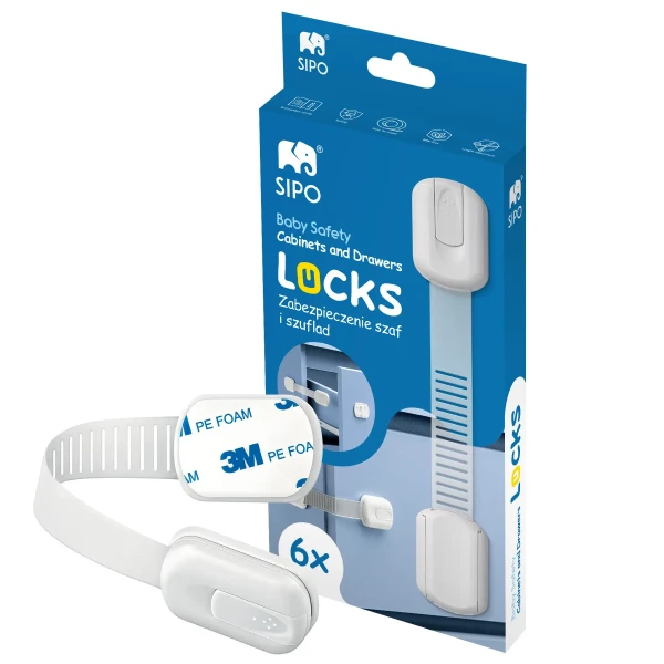 Sipo Bezpečnostné zámky viacúčelové skriniek a zásuviek, nastaviteľné, sada 6 ks