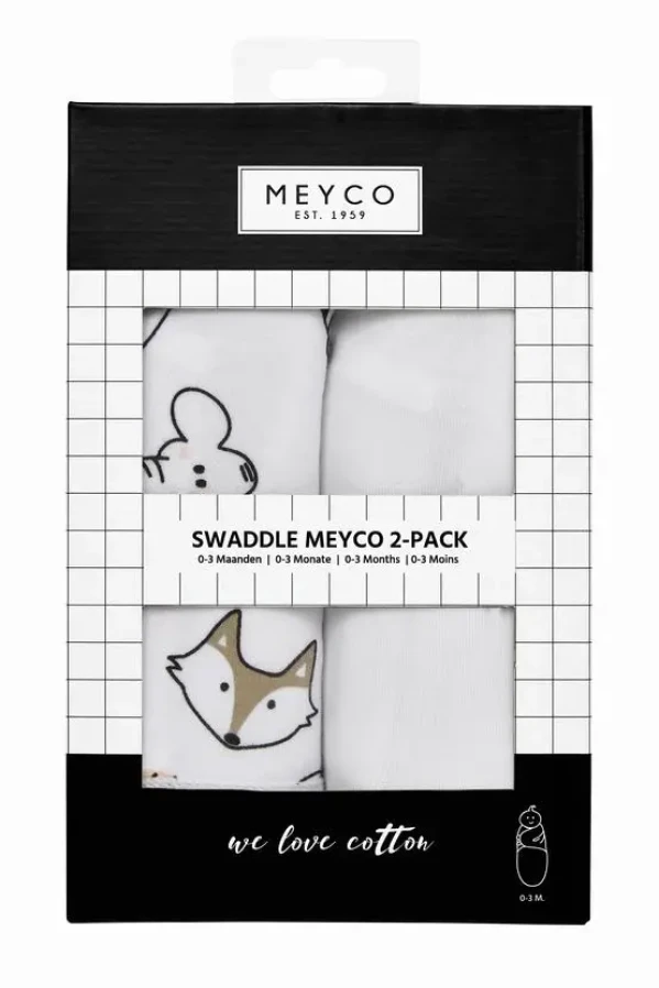 Meyco Zavinovačka 2-balenie 0-3 mesiace - Animal / Uni white