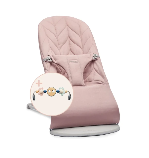 BABYBJORN Bouncer Bliss Dusty pink cotton Petal with Googly Eyes Pastelová hračka