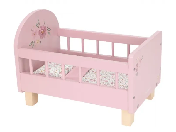 Little Dutch Postieľka pre bábiky s perinkou drevená Pink