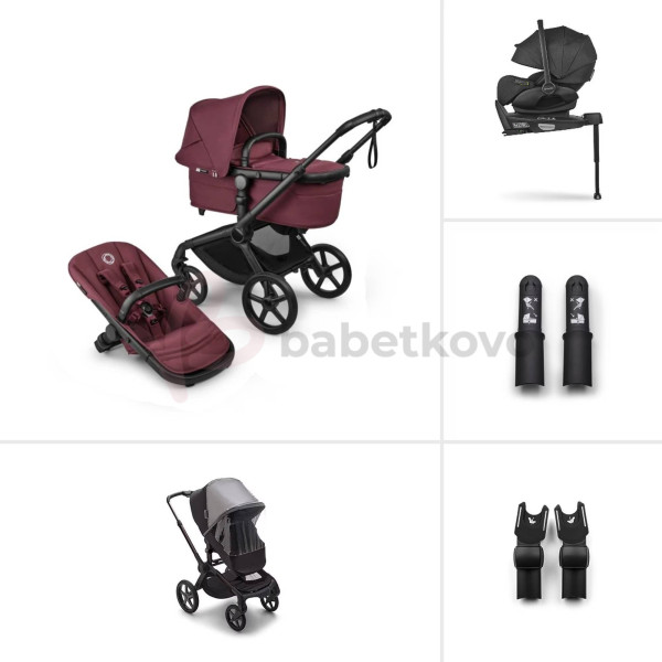 Bugaboo Fox 5 RENEW TRIO BUNDLE Black/Dark Cherry-Dark Cherry