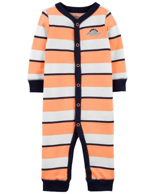 CARTER'S Overal bez nožičiek na cvoky Sleep and Play Orange Stripes chlapec NB/ veľ. 56