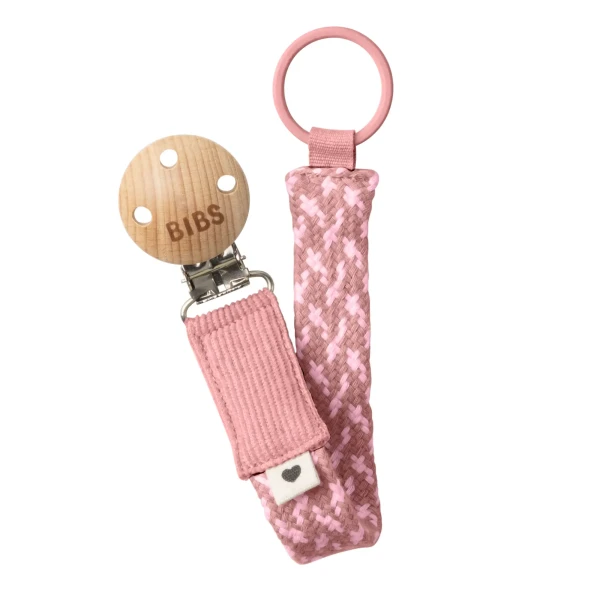 BIBS Paci Braid klip na cumlík Dusty Pink / Baby Pink