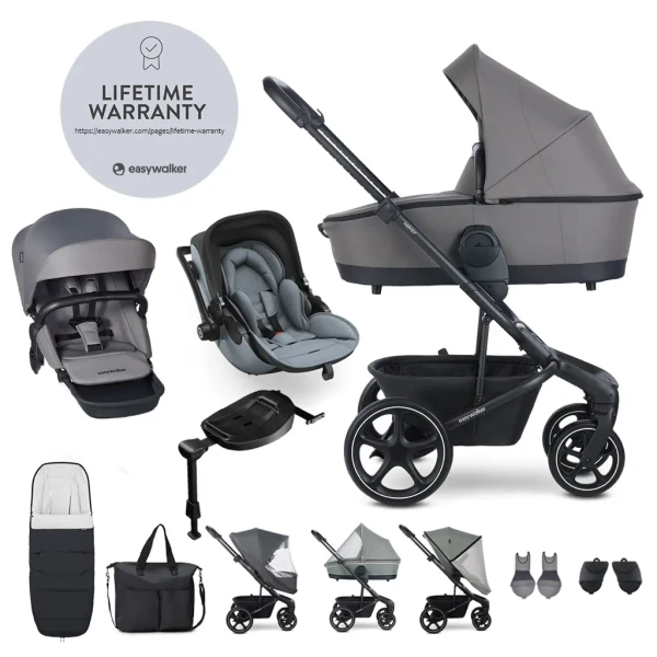 EASYWALKER Set XXL Harvey 5 Pebble Grey + KIDDY Evoluna i-size 2 + základňa