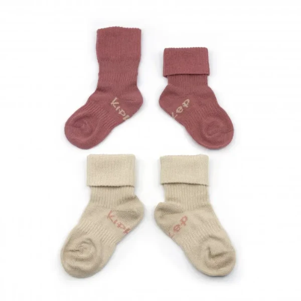 KipKep Detské ponožky Stay-on-Socks 6-12m 2páry Dusty Clay