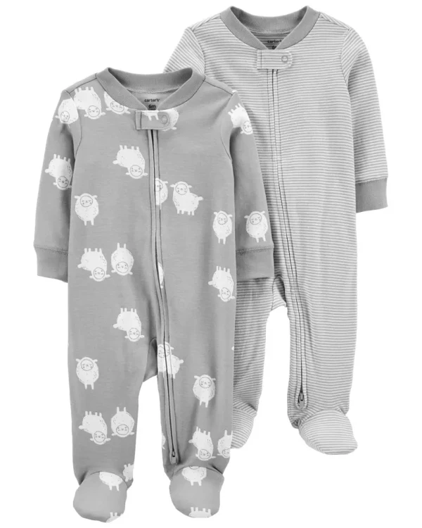 CARTER'S Overal na zips Stripes&Sheeps neutrál LBB 2ks NB/veľ. 56