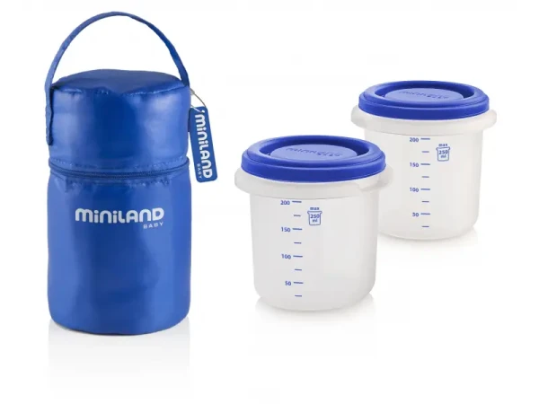 Miniland Termoizolačné puzdro + tégliky na jedlo Blue 2ks
