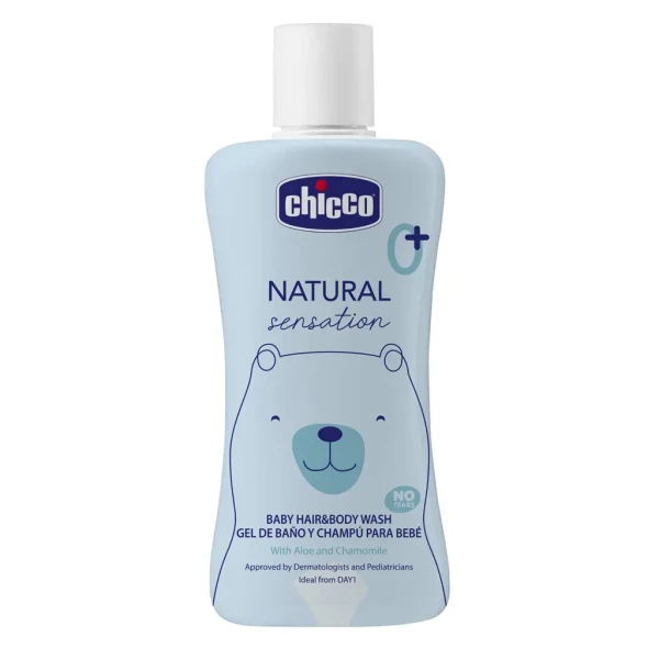 CHICCO Šampón na vlasy a telo Natural Sensation s aloe a kamilkou 200ml, 0m+