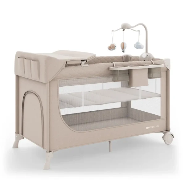 KINDERKRAFT Postieľka cestovná Leody Up Beige s príslušenstvom