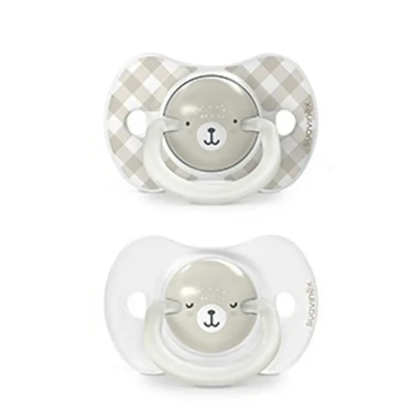 SUAVINEX Cumlík DEŇ&NOC fyziologický silikón WILD & FREE 6-18 m - 2 ks - sivé