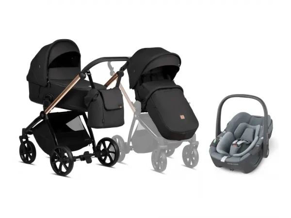 Tutis Kočík Mio Plus 2v1 Black Edition Rose Gold + Maxi-Cosi Pebble 360 autosedačka Essential Grey