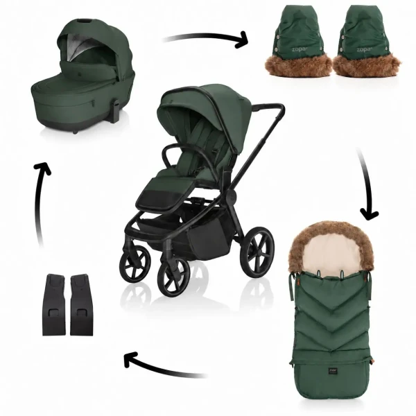 Zopa Set kočík Move Cross 5X + fusak Fluffy Combi + rukavice Fluffy 2, Oak Green