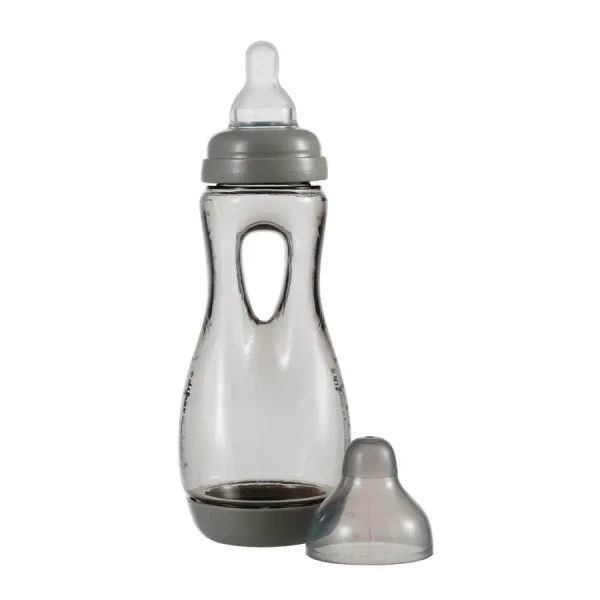 Ľahko uchopiteľná detská fľaša Difrax antikoliková, šedá 240 ml