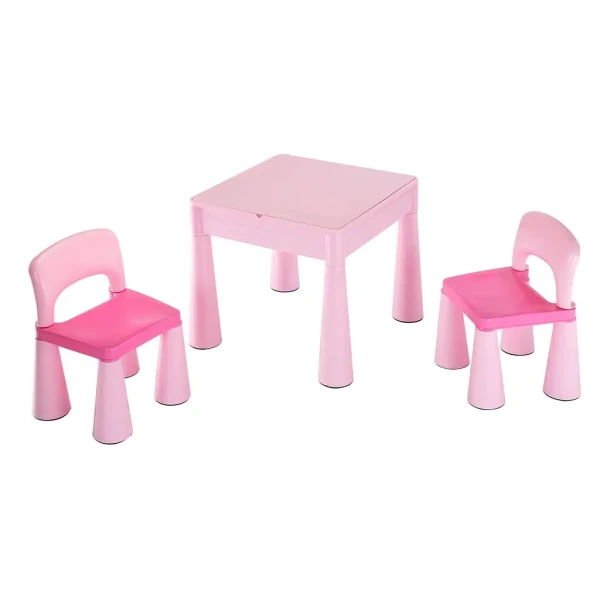 NEW BABY Detská sada stolček a dve stoličky ružová