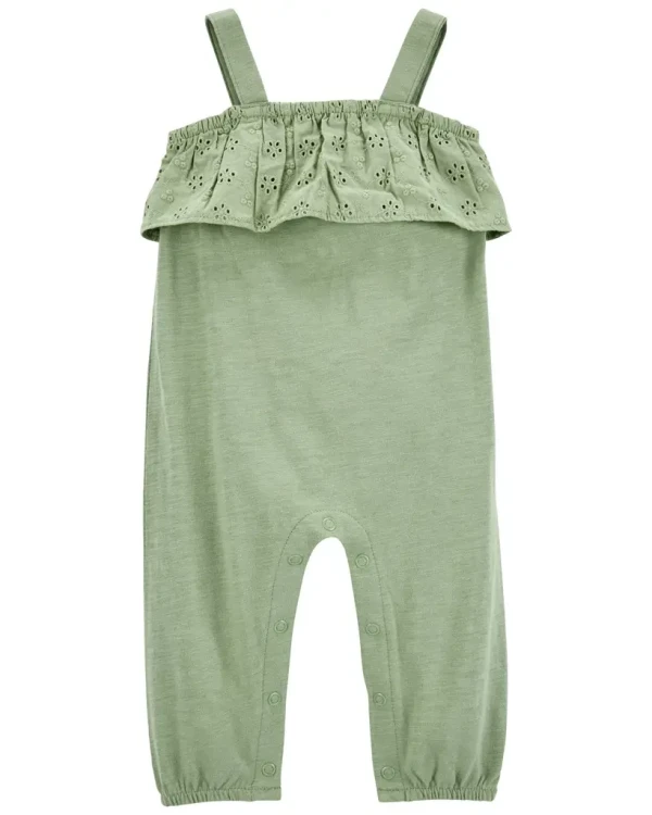 CARTERS Overal bez nožičiek na ramienka Green Embroidery dievča 3m