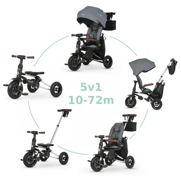QPLAY Trojkolka Nova Deluxe 5v1 Grey, 10-72 mesiacov