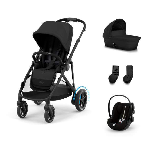 Cybex E-Gazelle S Kombinovaný kočík SET S -  Moon Black - Black Rám
