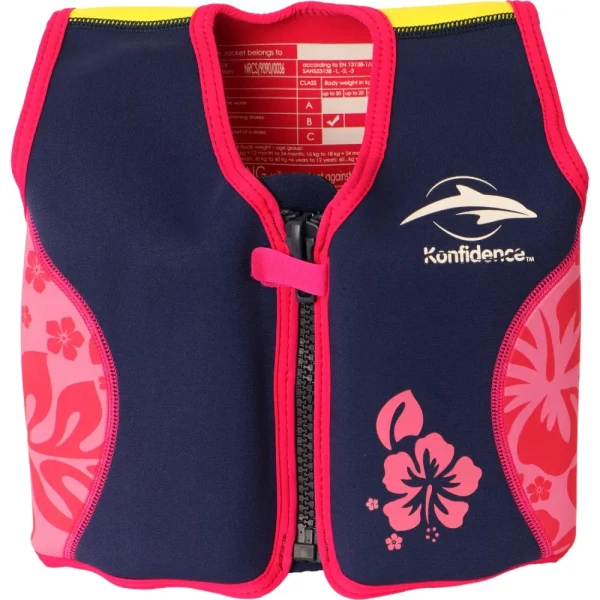 Konfidence Jacket Vesta na učenie plávania Navy Pink Hibiscus 6-7r