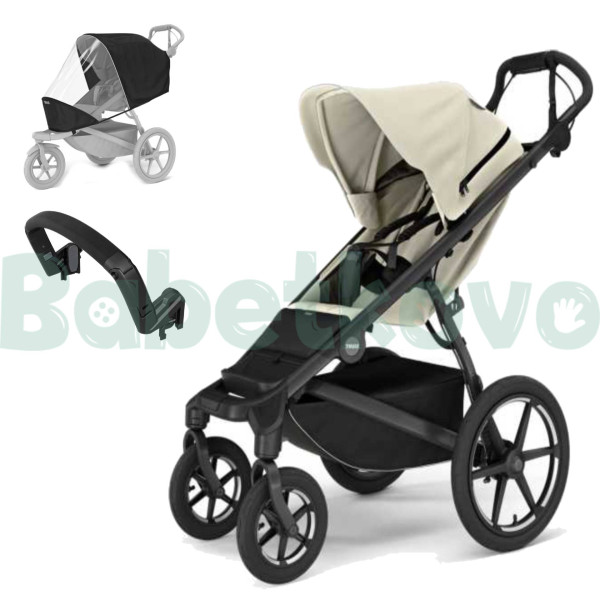 THULE Urban Glide 4-kolesový - SET s pláštenkou a madlom Soft Beige