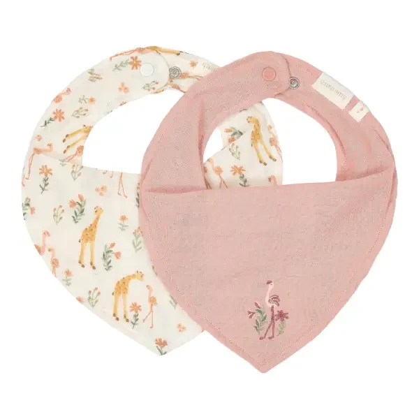 Little Dutch Podbradník bandana 2 ks Pink Blooming Safari