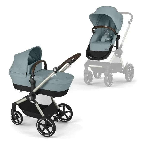 CYBEX EOS LUX Kombinovaný kočík Sky Blue - taupe rám