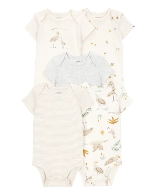 CARTER'S Body krátky rukáv Bird prints 5ks NB, veľ. 56