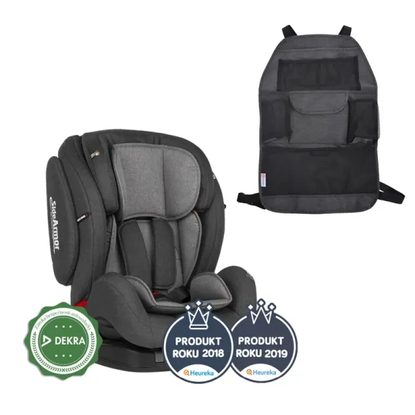 PETITE&amp;MARS Autosedačka Prime II (9-36 kg) - Isofix Grey + organizér na sedadlo Order