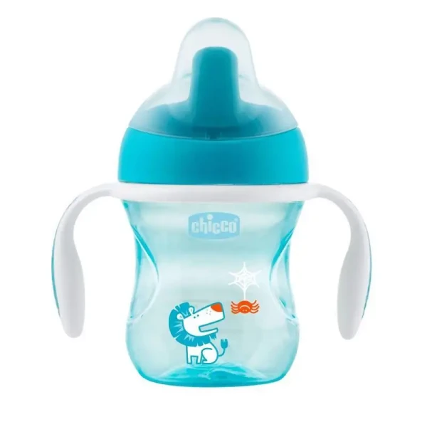 CHICCO Hrnček Trénujeme s držadlami 200 ml, tyrkysový 6m+