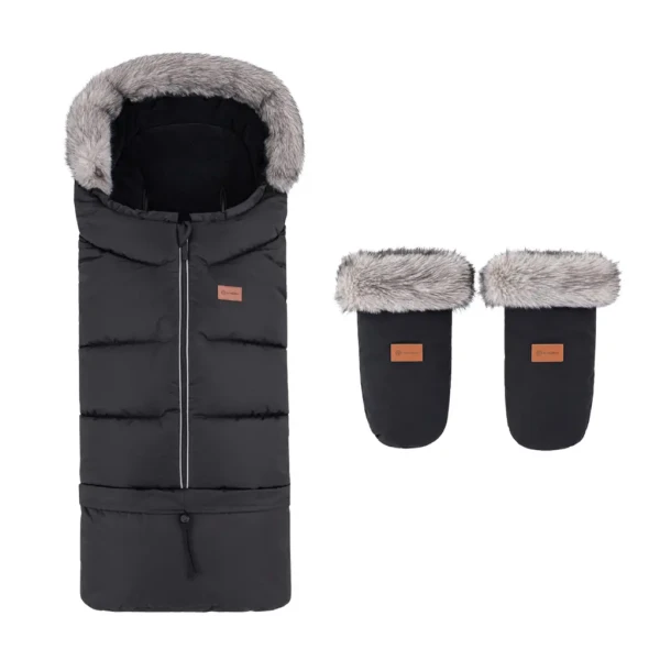 PETITE&MARS Set zimný fusak Arctic 4v1 + rukavice na kočík Fjora Forever Black