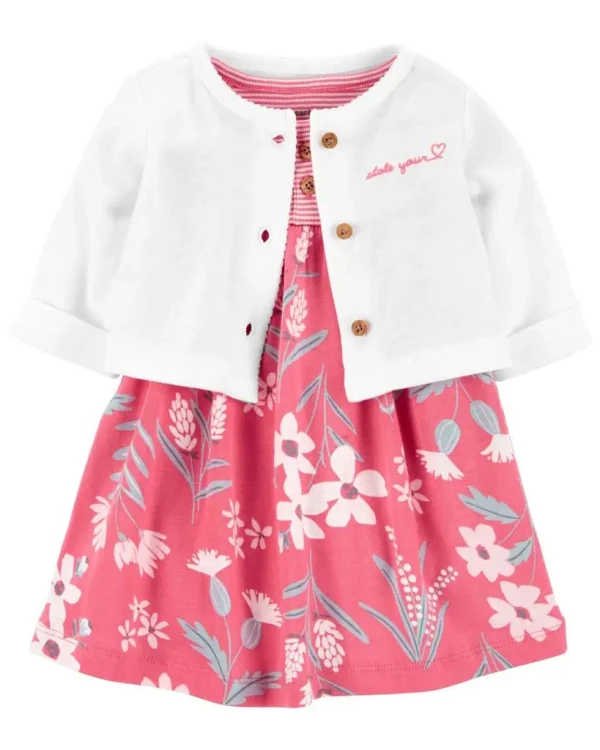 CARTERS Set 2dielny šaty s nohavičkami Pink dievča LBB 12m