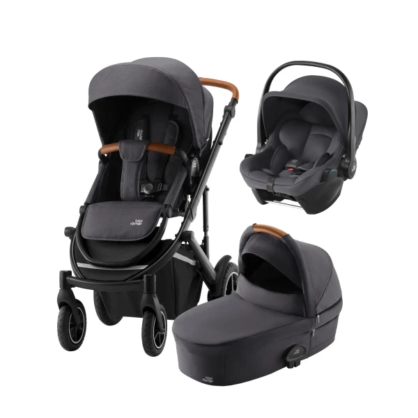 BRITAX RÖMER Set kočík Smile 4 + hlboká vanička+ autosedačka Baby-Safe Core, Midnight Grey